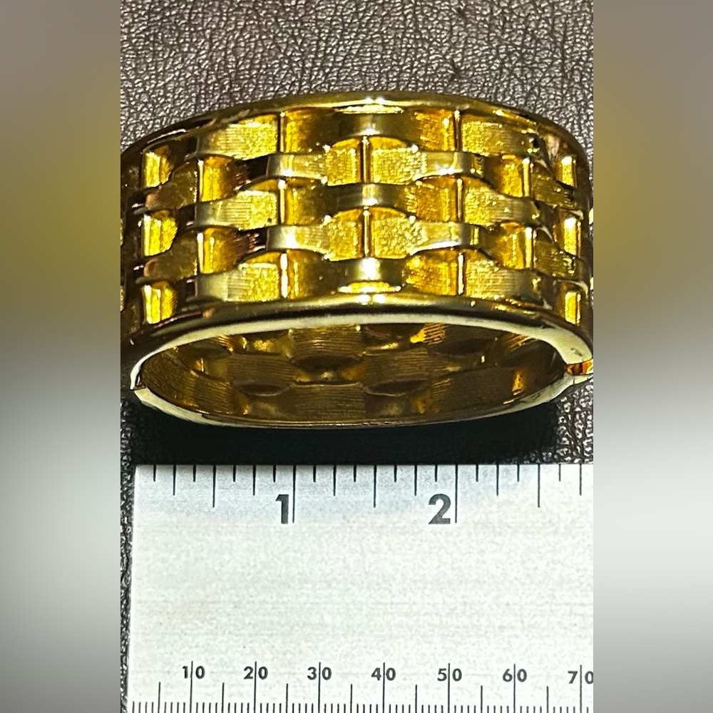 VINTAGE ESTATE CHUNKY HEAVY BASKET WEAVE CLAMPER 6 3/4" BRACELET! - Picture 2 of 12